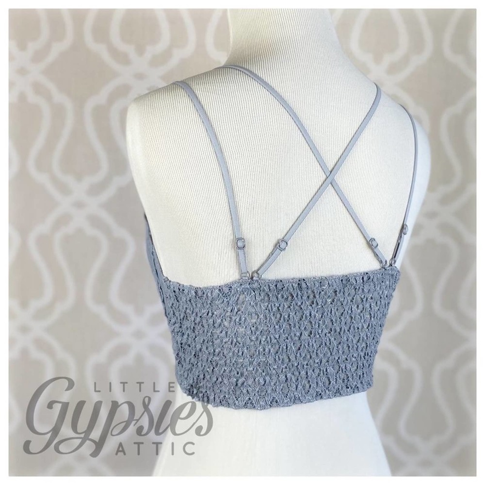 Zenana Longline Lace Grey Bralette - Picture 2 of 7